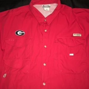 Columbia Pfg Fishing Shirt Red Uga 